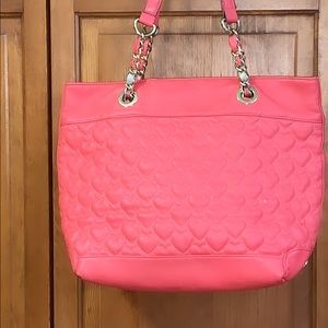 Betsey Johnson Pink/Coral quilted heart tote